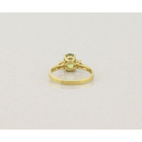 18k Yellow Gold Natural Yellow Green Grossularite Garnet & Diamond Ring Size 8 - Picture 8 of 8